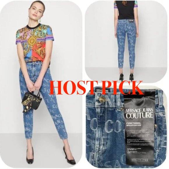 Versace Denim - NWT $525 Authentic Versace Couture allover logo stretchy cotton jeans 27